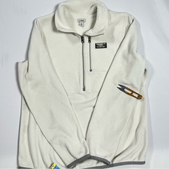 L.L. Bean Fleece Shearling 1/2 Zip Pullover Jacket Cream Women’s Medium - Picture 7 of 12